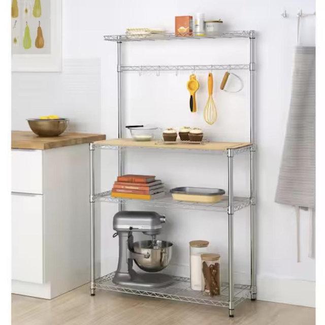 TRINITY Chrome 4-Tier Steel Wire Shelving Unit (14 in. W x 61 in. H x 36 in. D) TBFZ-1501