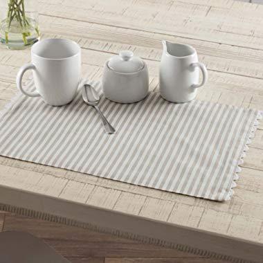 Piper Classics Farmhouse Ticking Taupe Placemats, Set of 4, 12x18