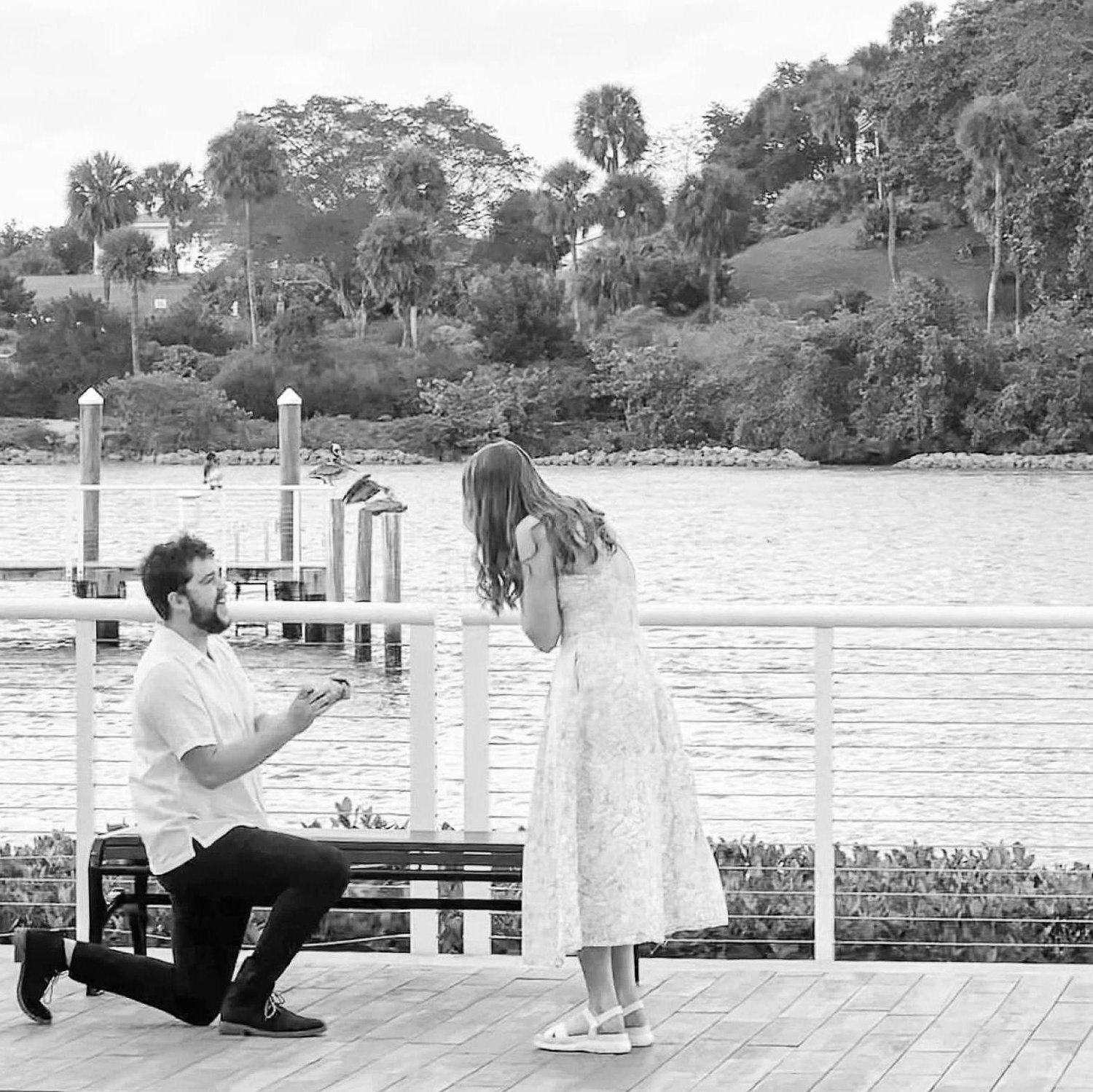 Riley proposed in Jupiter, Florida on a dock called "Love Lane"