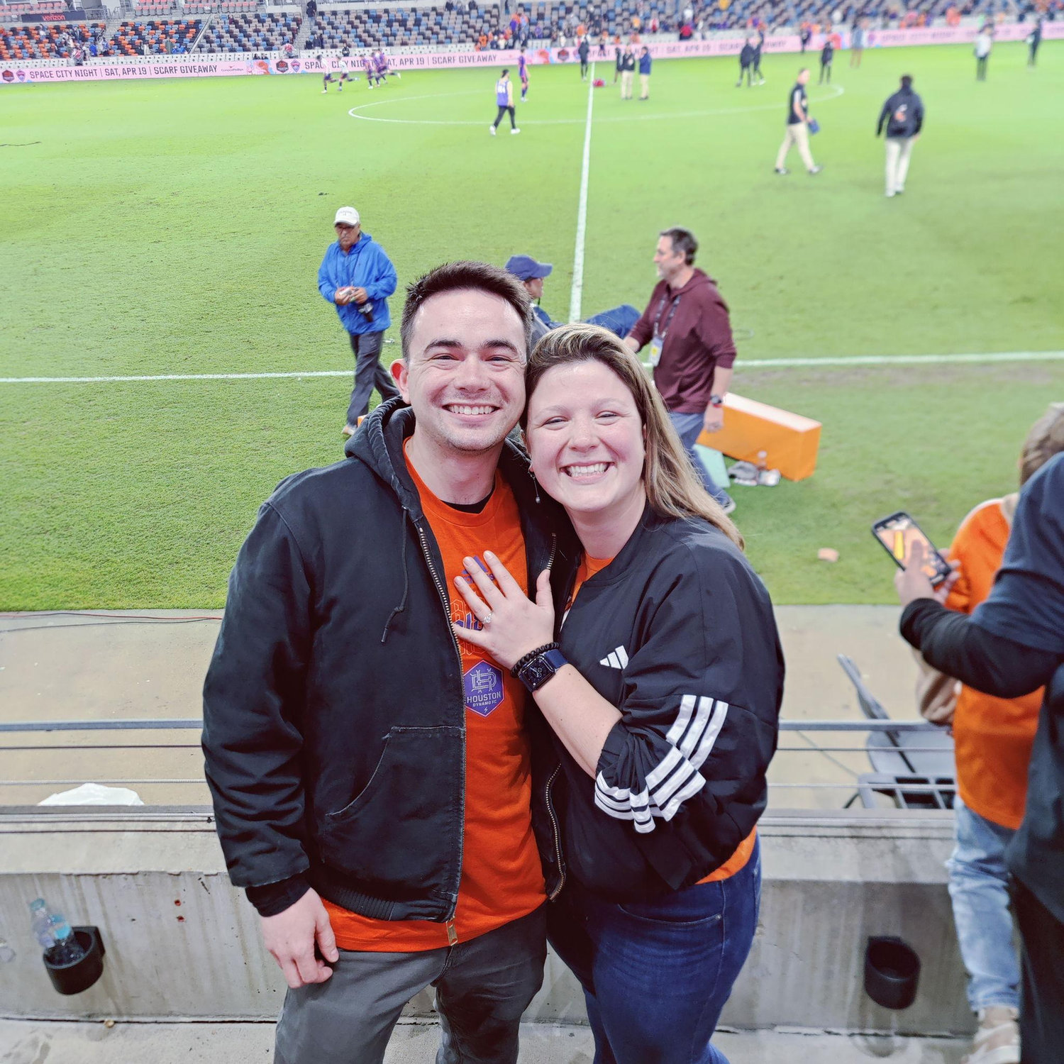 Picture taken right after Gus proposed to Alex.
