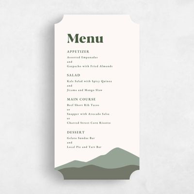 Green Ticket Wedding Menu - Langdon