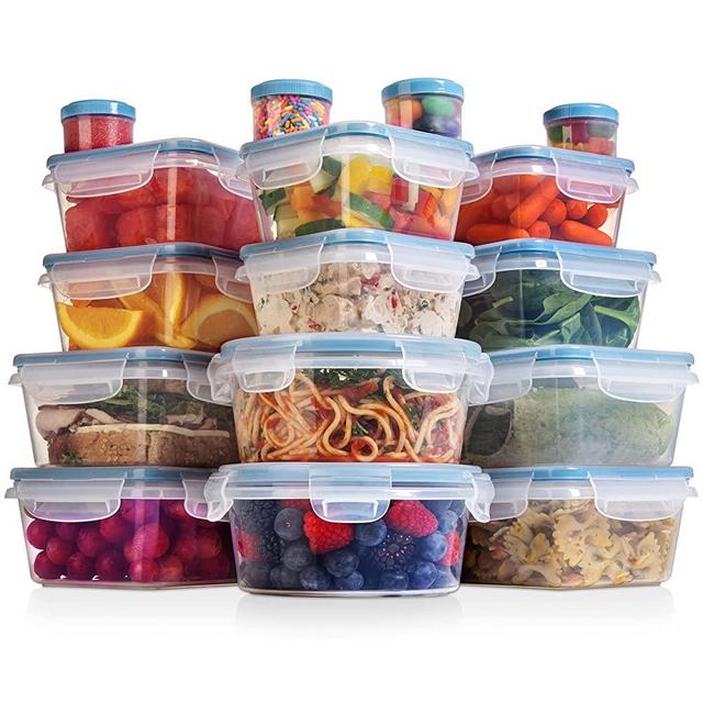 Shazo HUGE SET (24 Pack) Food Storage Containers with Lids - Plastic Food Containers with Lids - Airtight Leak Proof, Easy Snap Lock Lunch Box, BPA-Free Plastic Storage Container Set