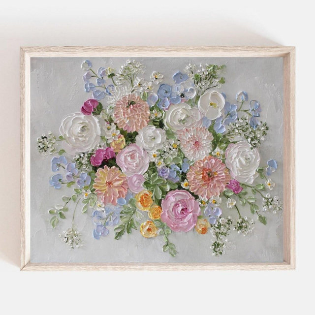 Custom Bridal Bouquet Oil Painting, Anniversary Art, Special Occasion , Frame not Included