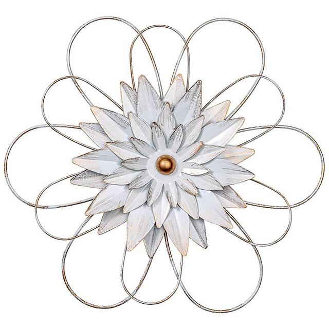 hogardeck Metal Flower Wall Decor - 13" Metal Floral Wall Decoration for Bedroom, Living Room, Bathroom, Kitchen, Outdoor Wall Art