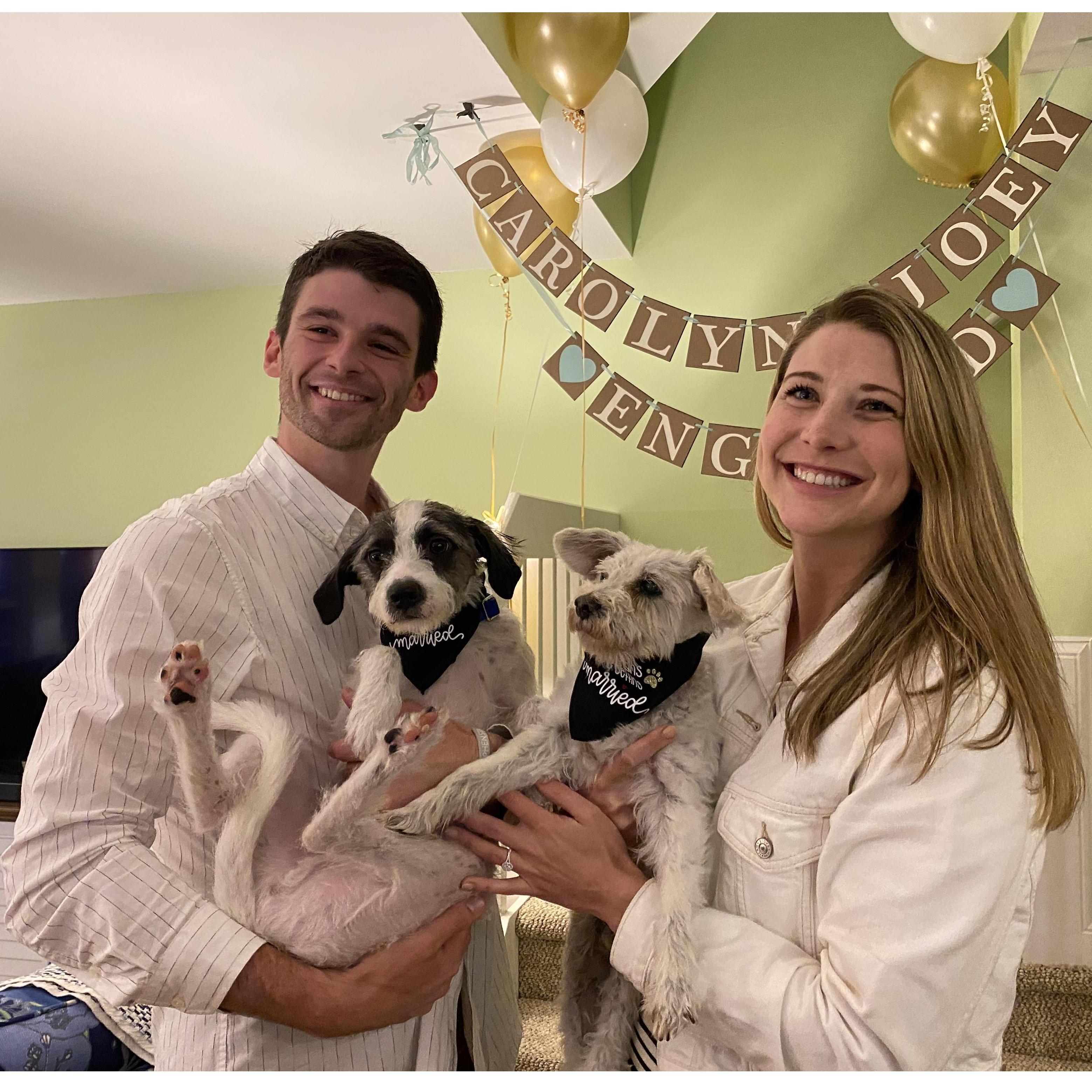 Our fur babies were there to celebrate with us right after we got engaged