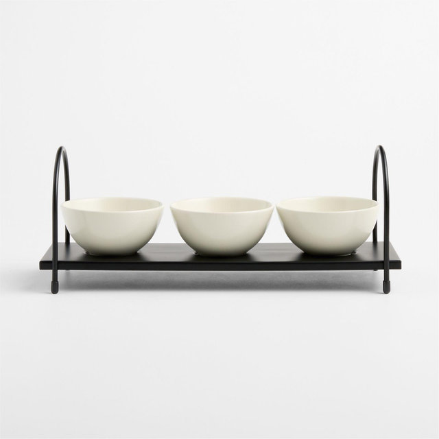 Bristol Ceramic 3-Part Server with Black Iron Stand
