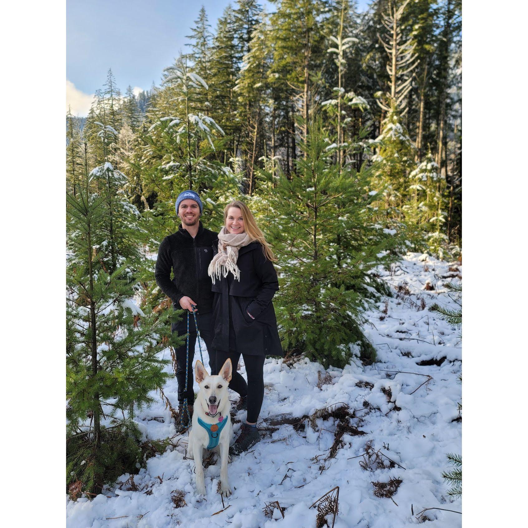 Picking out our first Christmas tree. The plastic tree in December 2020 didn't count. December 2021