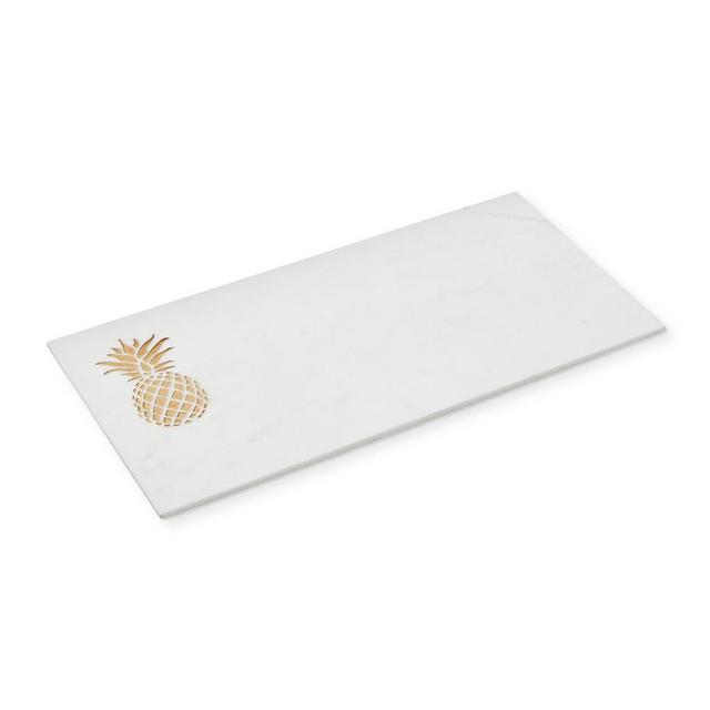 Marble Rectangular Cheese Board with Gold Pineapple