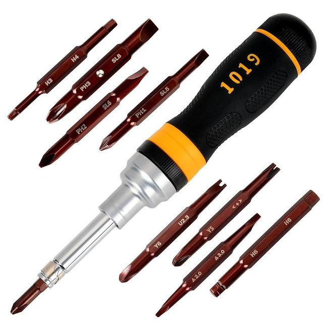 REKCKRUL 19-in-1 Ratcheting Multi-Bit Screwdriver Set, Magnetic Tip Screwdriver with Double-End Bits Storage, All-in-One Screwdriver Kit for Home Repair, DIY, Electronics & Automotive