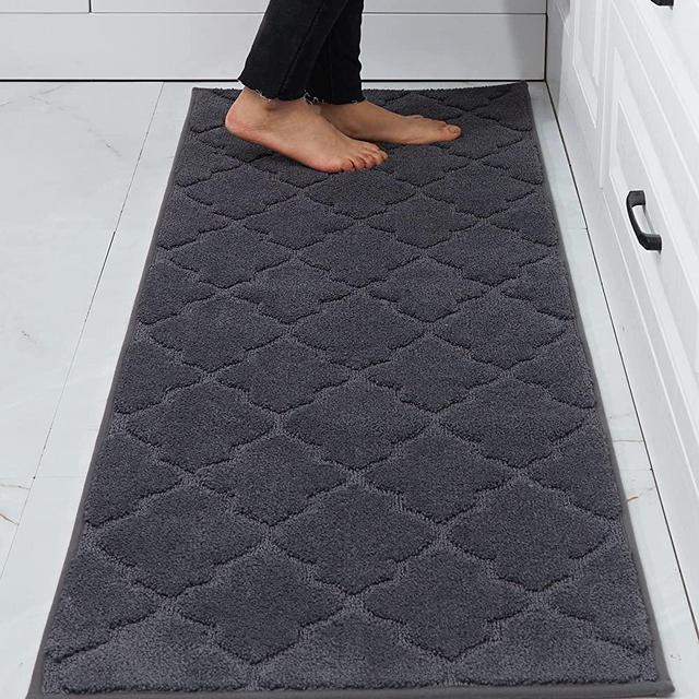 COSY HOMEER Soft Kitchen Floor Mats for in Front of Sink Super Absorbent Kitchen Rugs and Mats 20"x59" Non-Skid Kitchen Mat Standing Mat Washable ,Polyester,Dark Grey