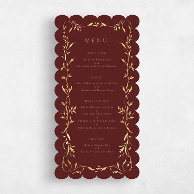 Red Scalloped Wedding Menu - Clarissa Foil