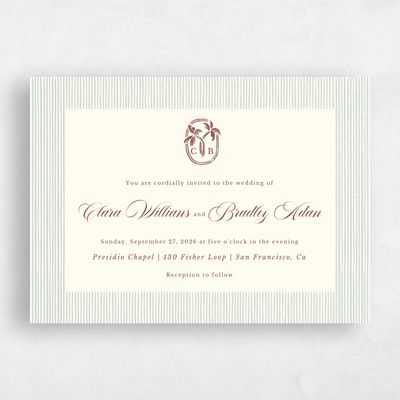 Beige Wedding Invitation - Seychelles Landscape