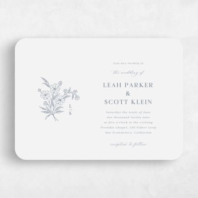 Blue Rounded Wedding Invitation - Artura Landscape