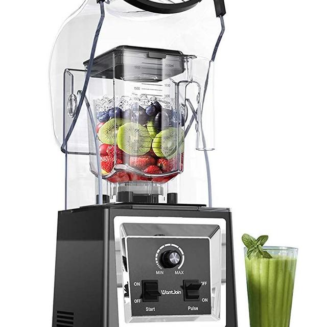 Wantjoin Professional Blender Commercial Soundproof Quiet blender Removable shield for Crushing ice,smoothie,puree,Blender for kitchen