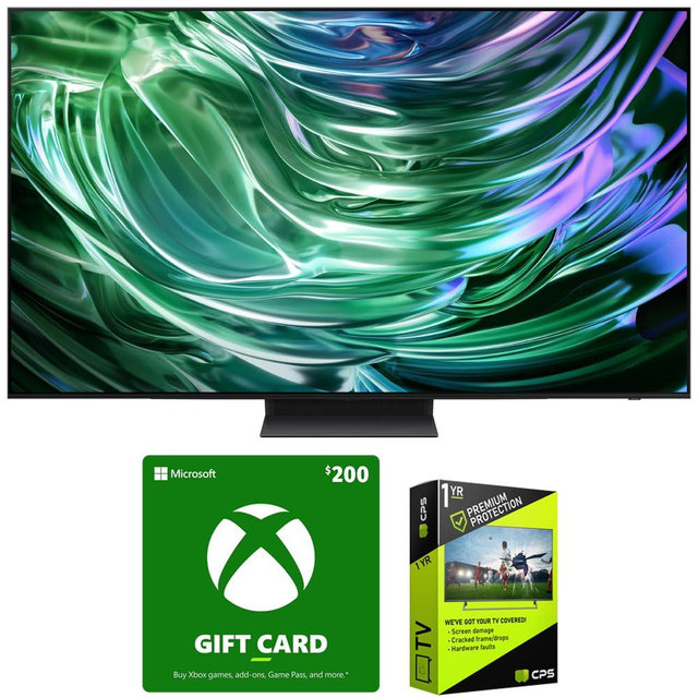 Samsung QN65S90DA 65 Inch OLED 4K Smart TV (2024 Model) Bundle with Microsoft Value Pack & 1 YR CPS Enhanced Protection Pack