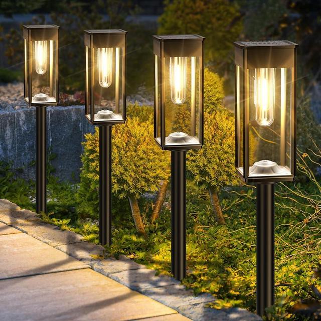 ALFIOT Solar Pathway Lights Outdoor,8 Pack Bright Solar Lights Outdoor,IP65 Waterproof Solar Garden Lights Solar Powered Landscape Lighting for Yard Patio Walkway Driveway Pathway (Warm White)