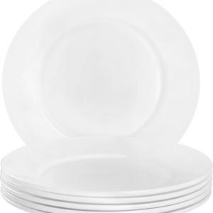Utopia Kitchen 6 Pieces Plate Set - Dishwasher Safe Opal Glassware - Microwave/Oven Friendly
