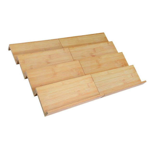 Bamboo Spice Drawer Organizer for Insert Shallow Drawer, 8 Tier Stackable Spice Rack Organizer for Cabinet(4.8" D x 13" W x 1.65" H) Seasoning Storage Organization for Kitchen Pantry Drawer