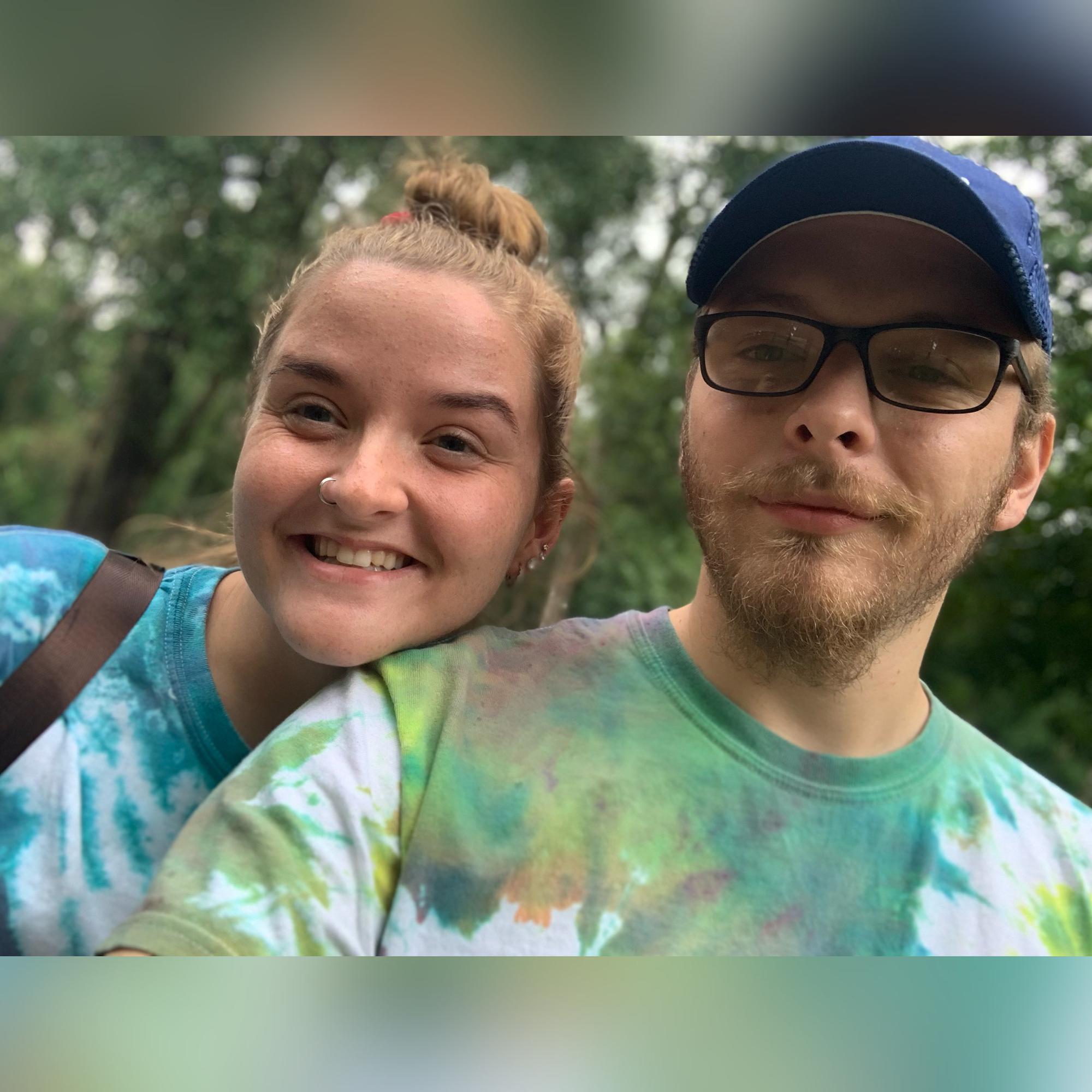 We made matching tie-dye t shirts, that are now our "adventure shirts." This is the first time we visited a natural spring together.