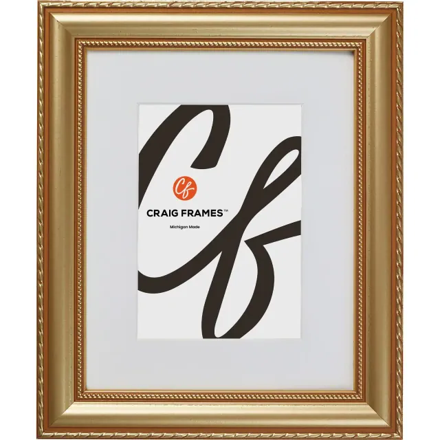 Craig Frames Victoria 11x14 inch Ornate Gold Single Image Picture Frame Matted for an 8x10 Photo