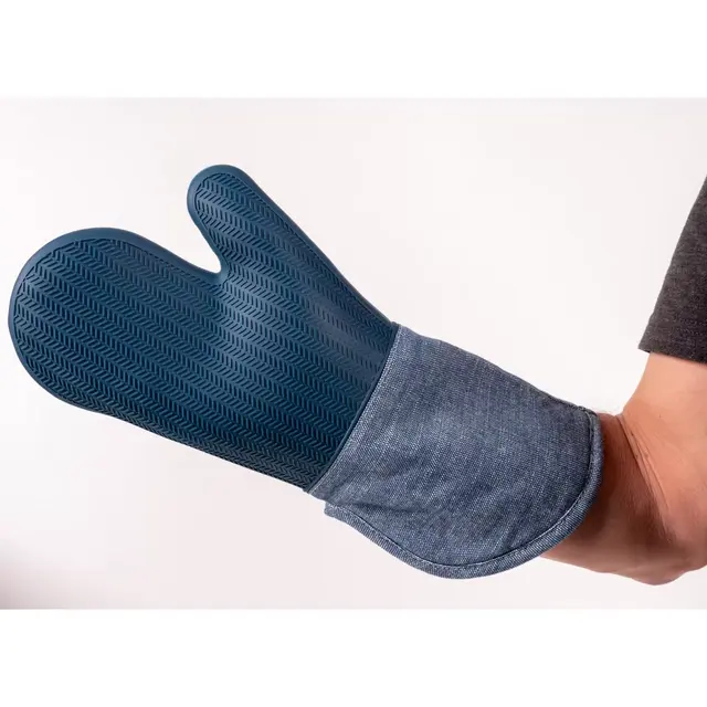 KAF Home Strada Silicone & Cotton Oven Mitt Set - Of 2 In Blue