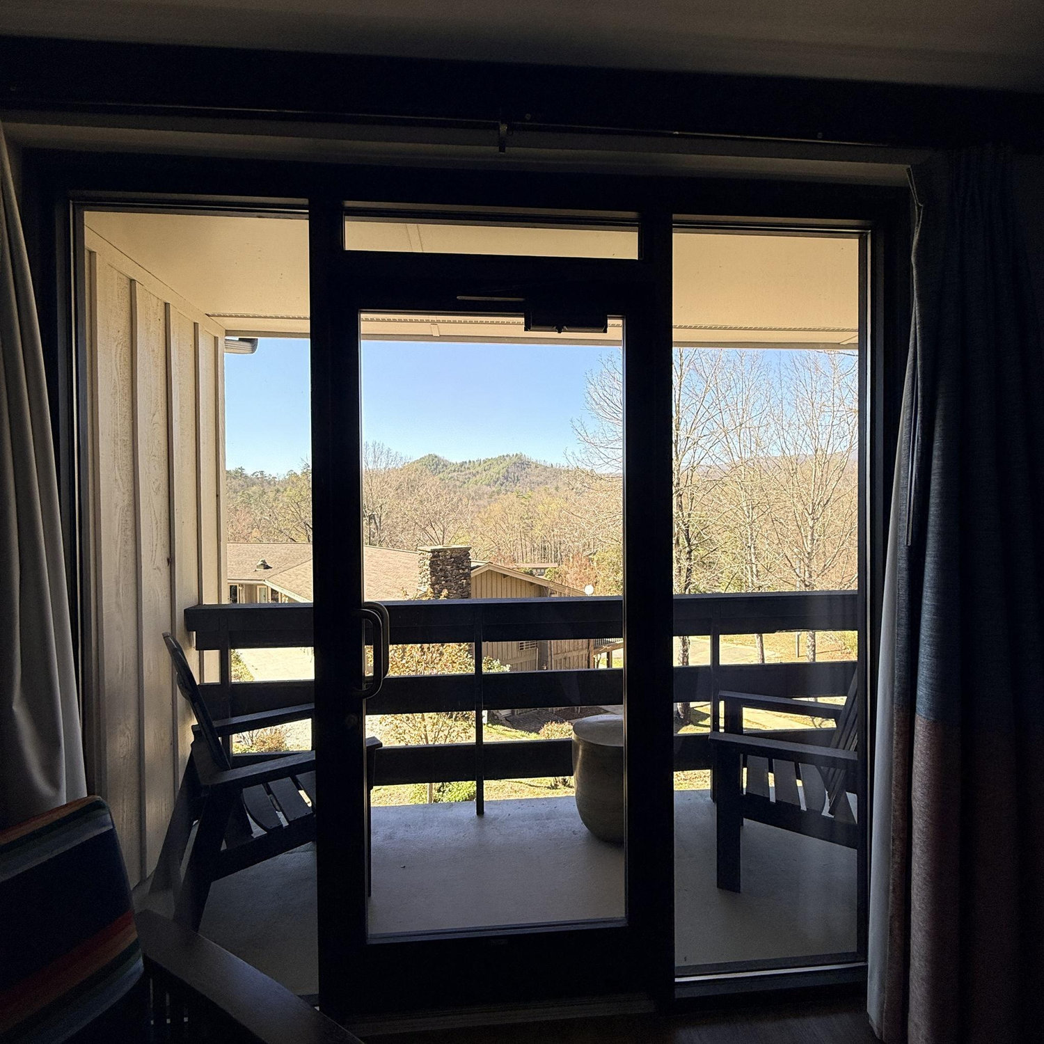 Balcony overlooking the mountains at The Lodge
