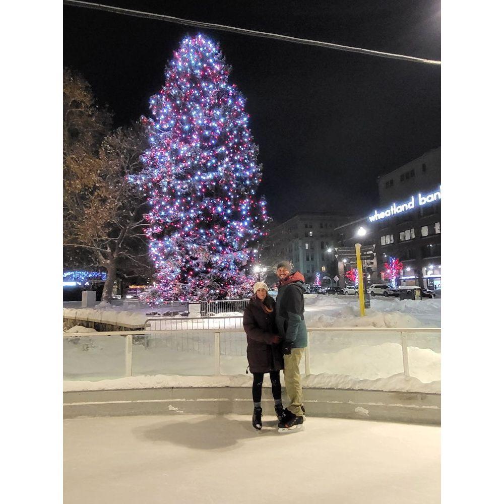Ice Skating Spokane WA 2022 (little did Zoë know Nels would pop the question in 5 days)