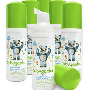 Babyganics Alcohol-Free Foaming Hand Sanitizer, Fragrance Free, On-The-Go, 50 ml (1.69-Ounce), Pump Bottle (Pack of 6)