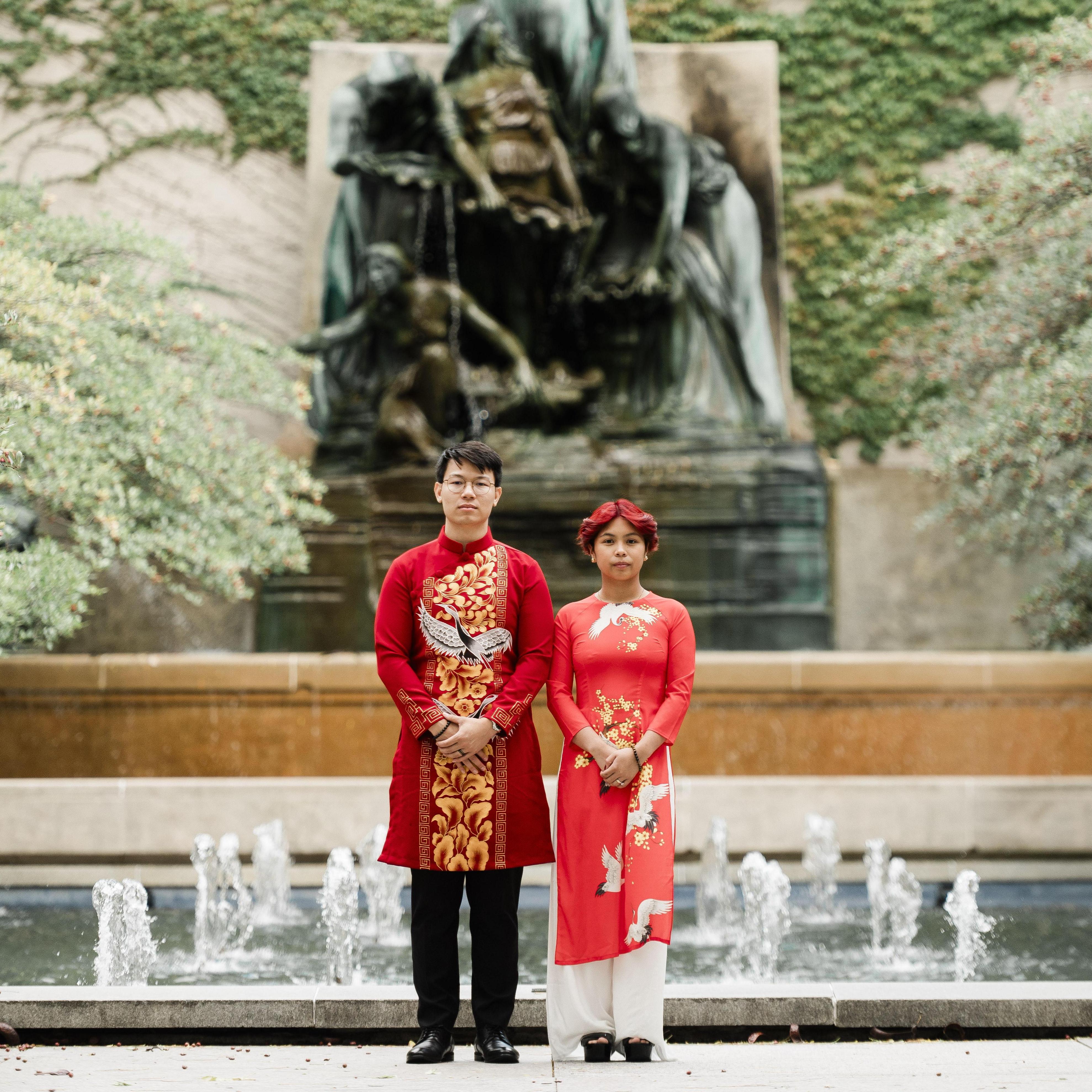 engagement photos in ao dai