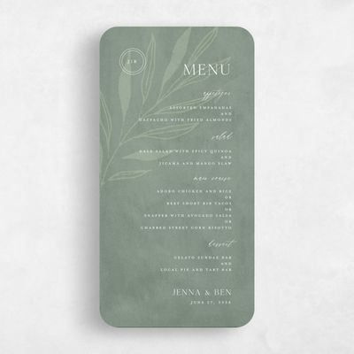 Green Rounded Wedding Menu - Castille