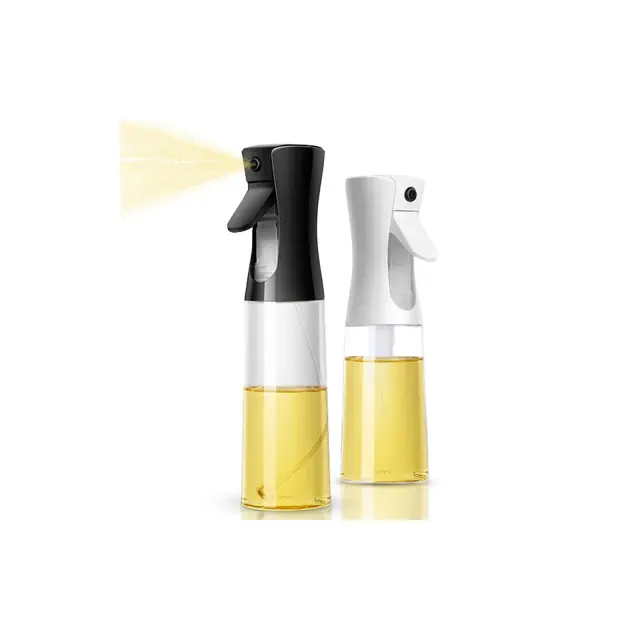 Cheer Collection Set of 2 Versatile Glass Oil Sprayer Bottles - Black 200ml and White 300ml