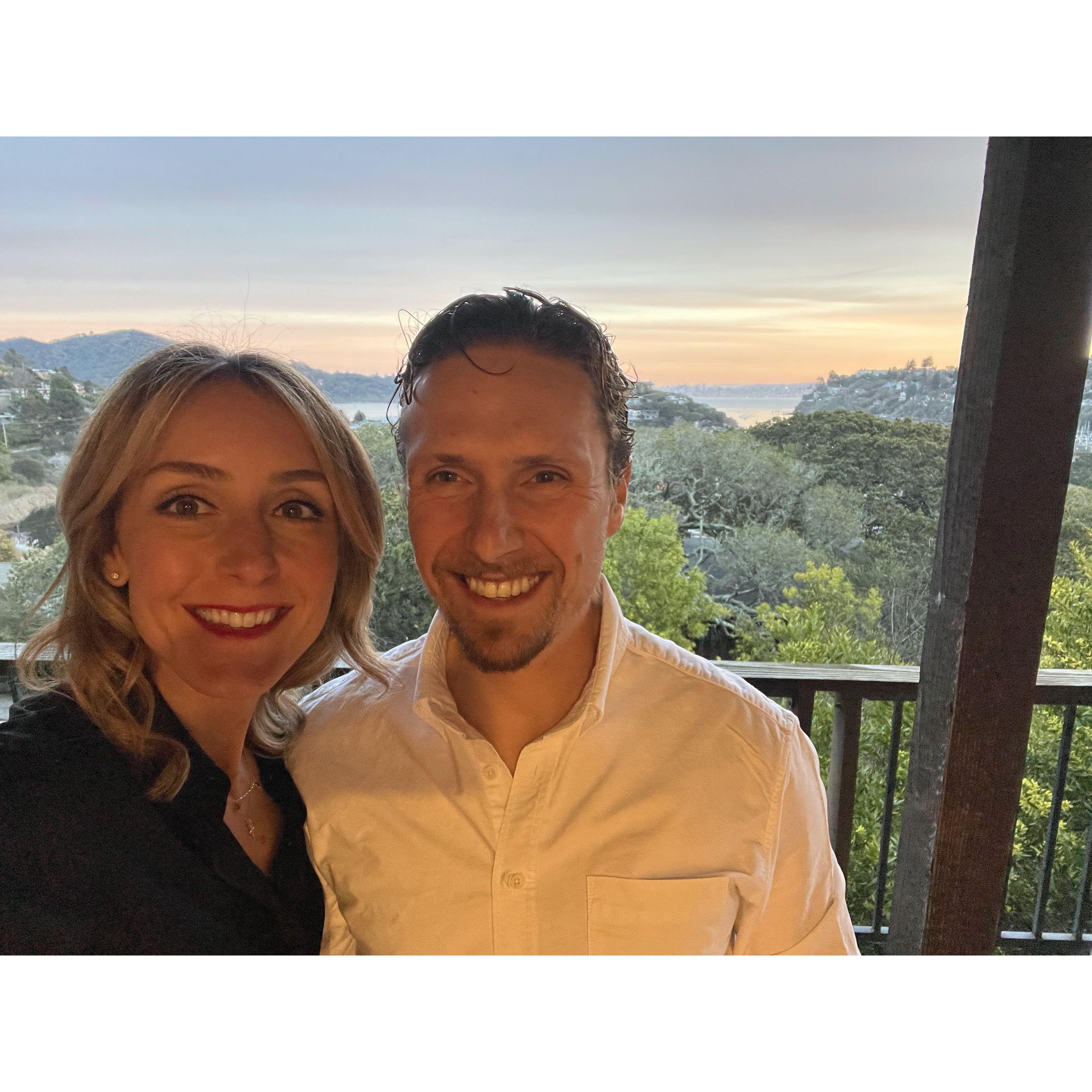 The balcony in our first apartment together in Tiburon!