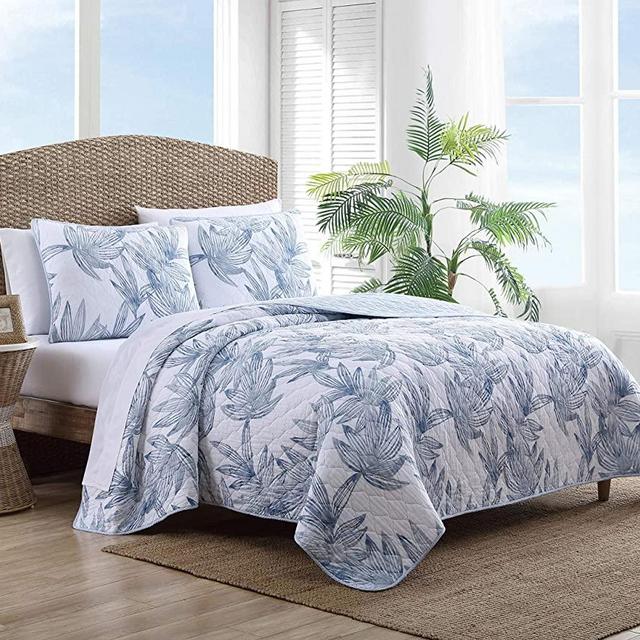 Tommy Bahama | Kayo Collection | Quilt Set - 100% Cotton - Cozy, Soft and Breathable - Reversible & Medium-Weight for All Season Bedding, King, Blue