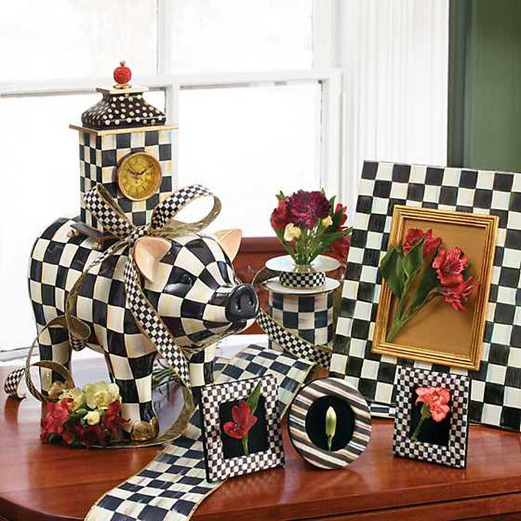 極美品☆ブルガリ☆箱付☆ネクタイ☆グリーン☆迷彩柄☆アニマル柄☆シマウマ☆551 MacKenzie-Childs, Courtly Check Pig Figurine | Zola