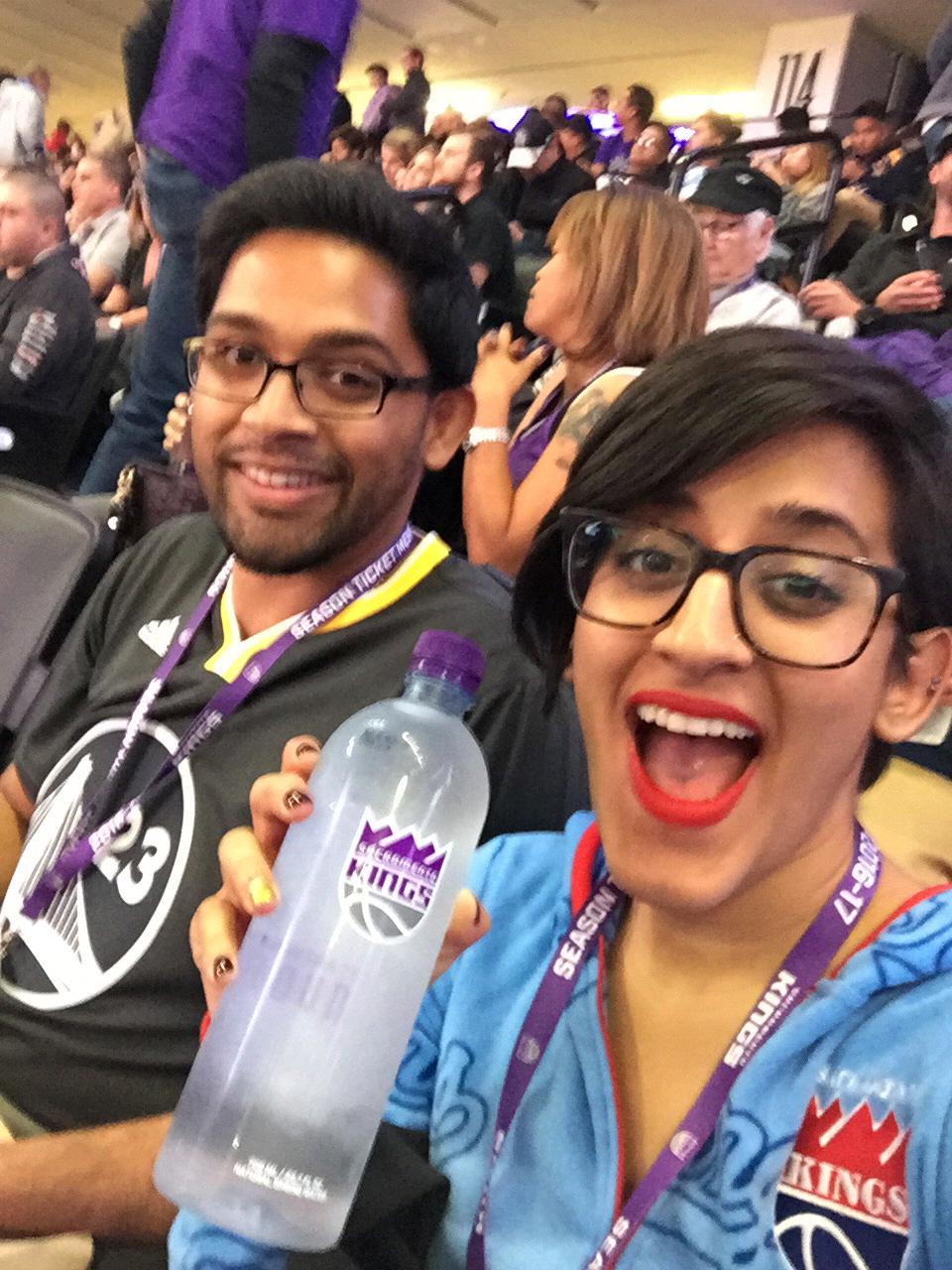 Kings Game @ Golden 1 Center in 2016. Don't be fooled by Greg's jersey - they were NOT playing the Warriors that day. Though displeased by his choice in jersey, Archana was happy the Kings won!