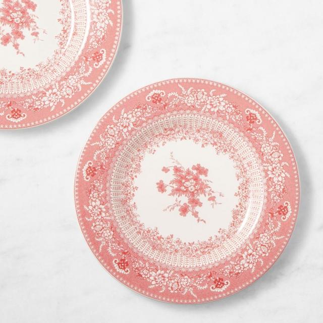 English Floral Salad Plates, Set of 4, Pink