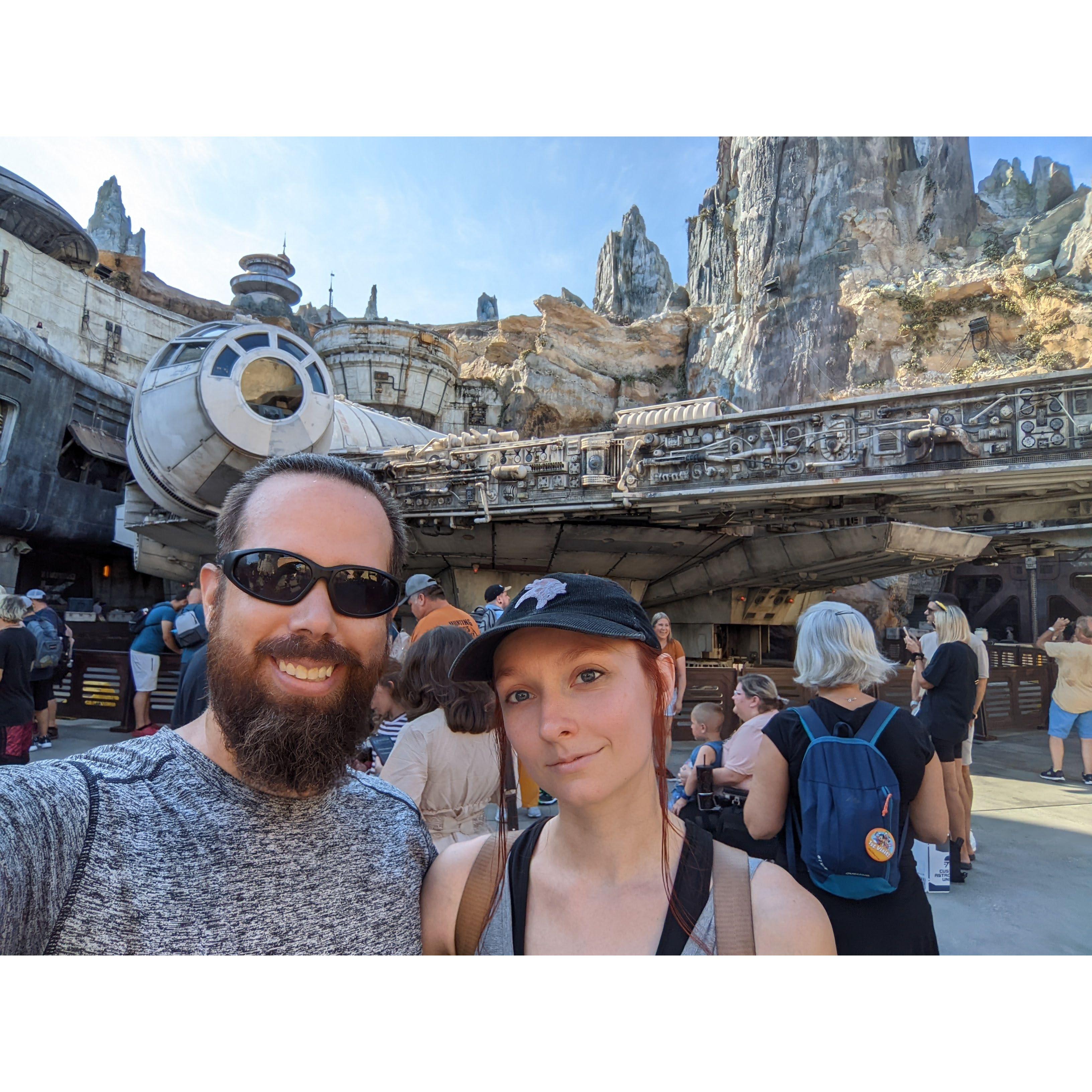 Dale's First trip to Disney, had to get the obligatory photo in the Millennium Falcon