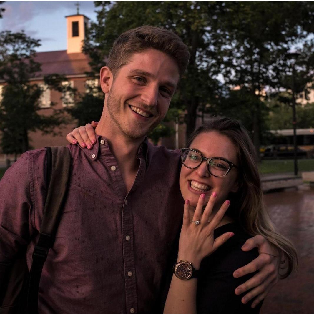 All smiles after Justin proposed at the Cambridge Common!