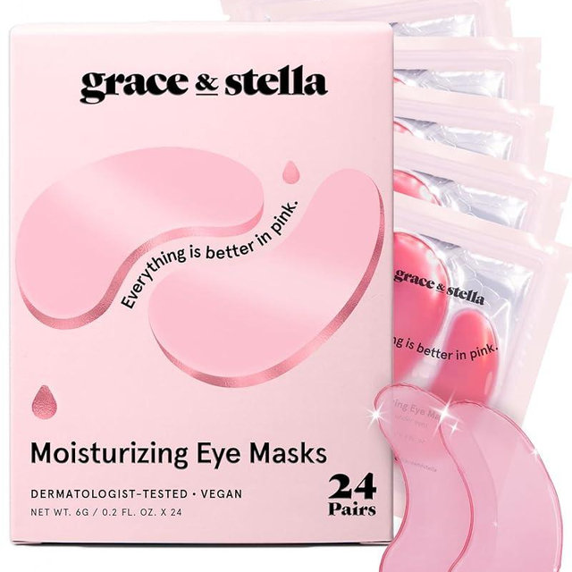 grace & stella Award Winning Under Eye Mask - Birthday Gifts For Women - Bridesmaid Gifts - Reduce Dark Circles, Puffy Eyes, Undereye Bags, Wrinkles - Under Eye Patches - Vegan (24 Pairs, Pink)