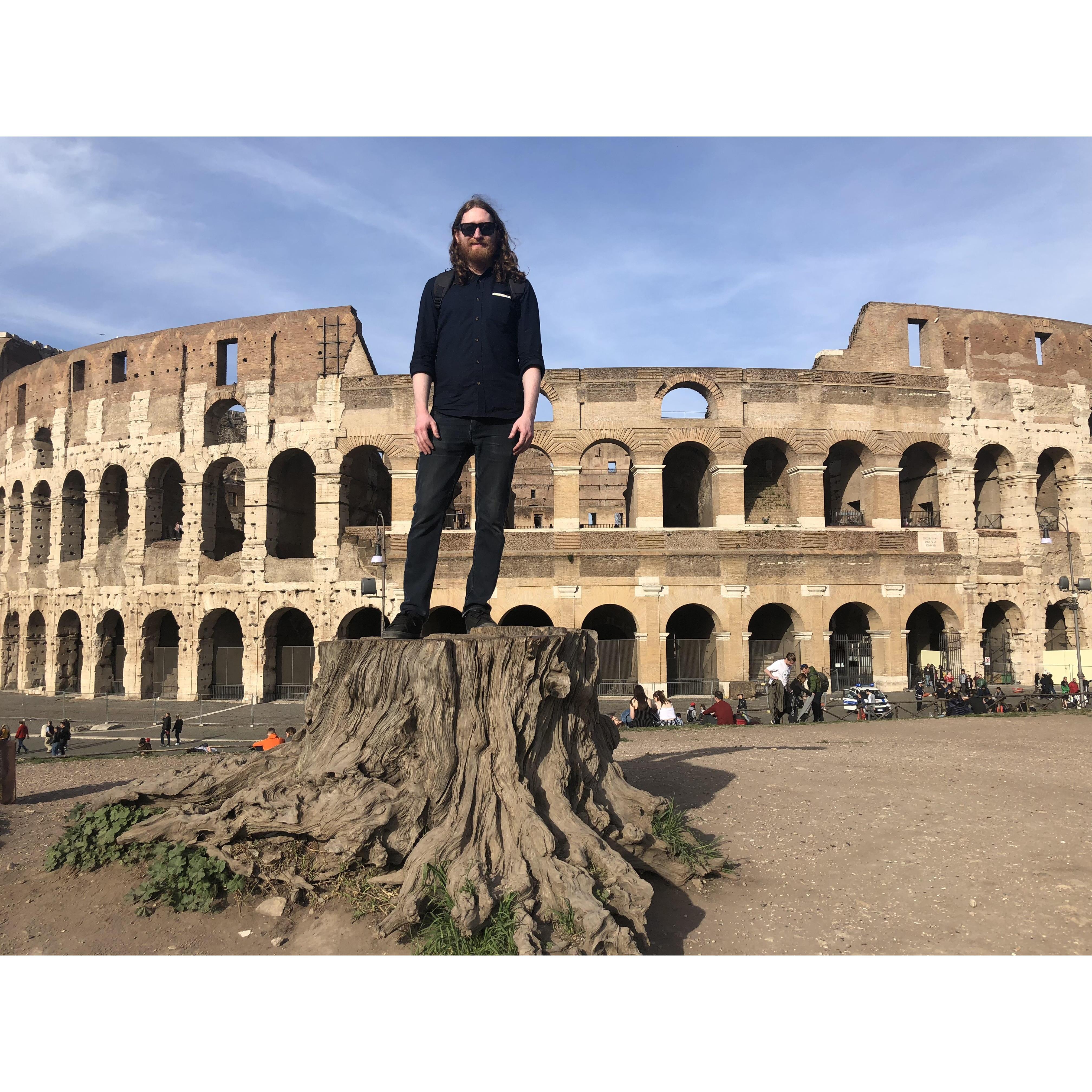 Being a model in front of the Colosseum