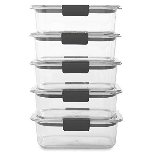 Rubbermaid Brilliance Food Storage Container, BPA free Plastic, Medium, 3.2 Cup, 5 Pack, Clear