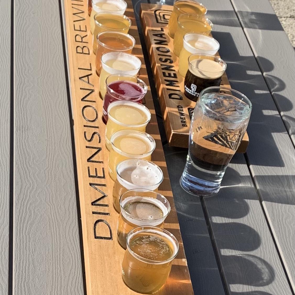Our very first beer flight Dubuque, Iowa at Dimensional Brewery