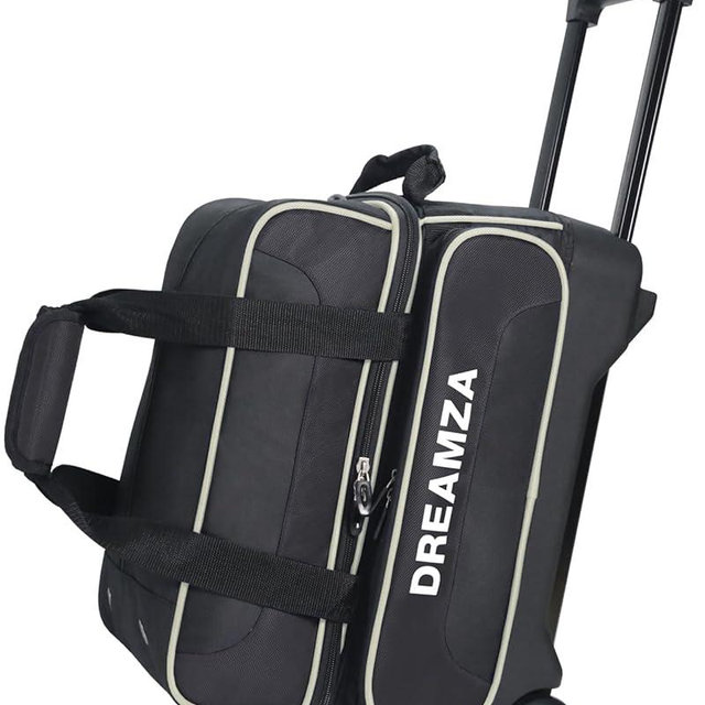DREAMZA 2 Ball Bowling Bag with Wheels, Double Bowling Ball Bag 2 Ball Roller w/Separate Compartment for Shoes Up to US Mens Size 16, w/Retractable Handle Extends to 40" & Accessories Pocket