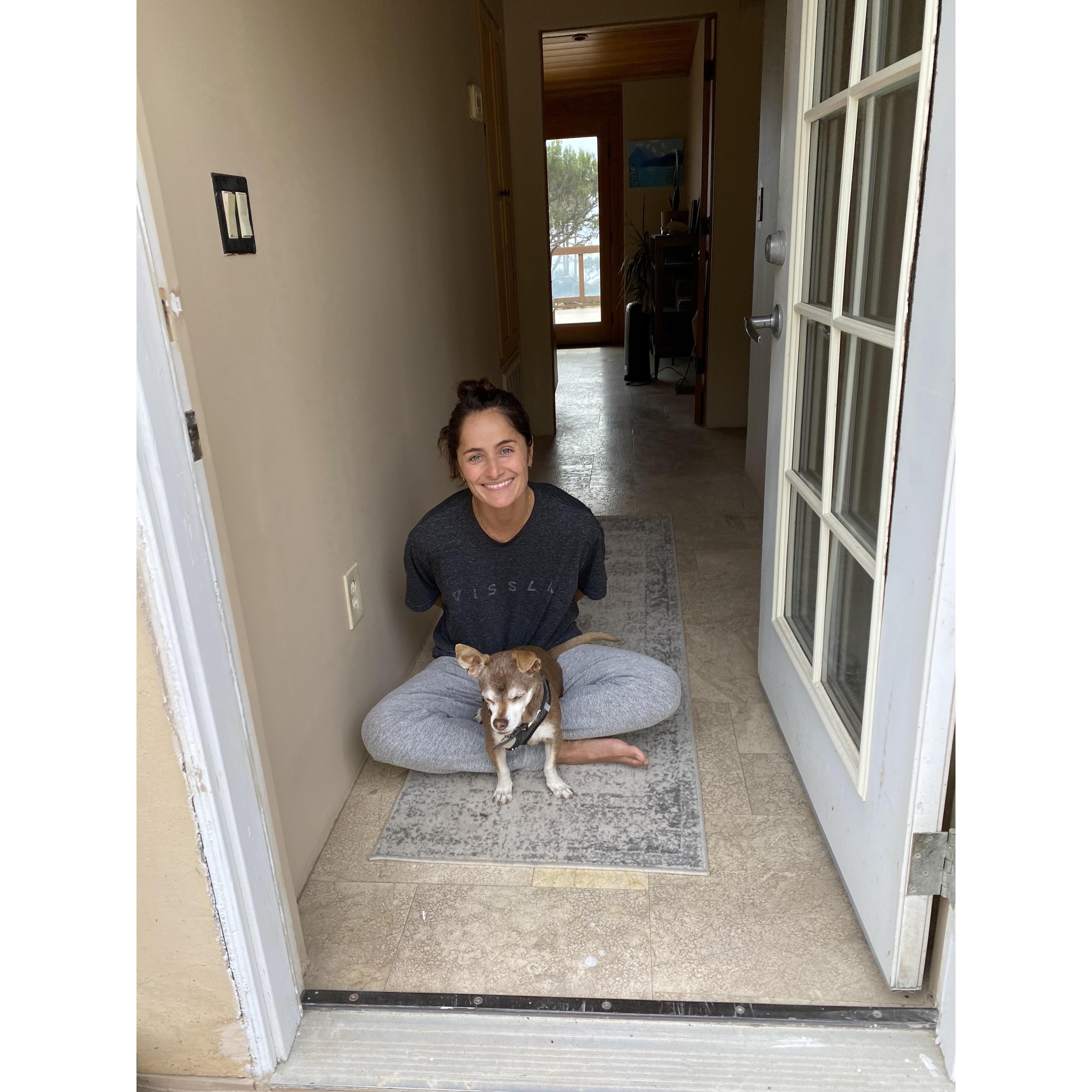 Bonding with tiny dog.
