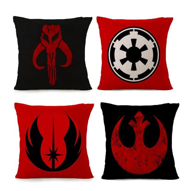 Bayyon Decorative Throw Pillow Covers Set of 4 Cotton Linen Cushion Star Wars Covers 18 x 18 inch (Set of 4)