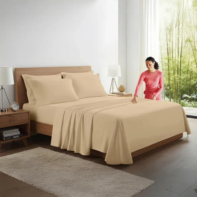 Kickoff Viscose Bamboo Sheets King Size 4-pc Organic Bamboo Viscose Bed Cooling Sheets King Size Set Flat, Fitted, Pillowcases
