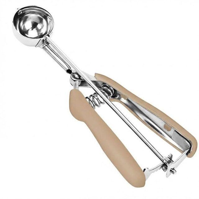 Cookie Scoop, 18/8 Stainless Steel Cookie Scooper, Cookie Scoops for Baking, 1 Tbsp/ 15 ml / 0.5 oz Cookie Dough Scoop, Ice Cream Scooper with Trigger Release (#60 Brown)