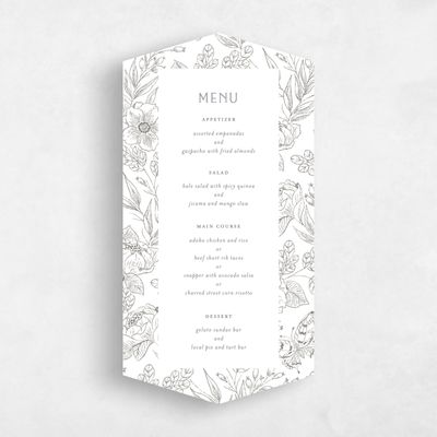 White Diamond Wedding Menu - Briallen