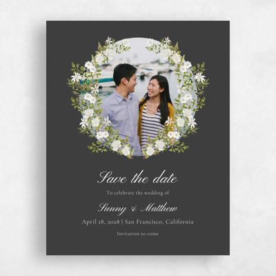 Dark Charcoal, Grey Wedding Save the Date - Villagio Photo