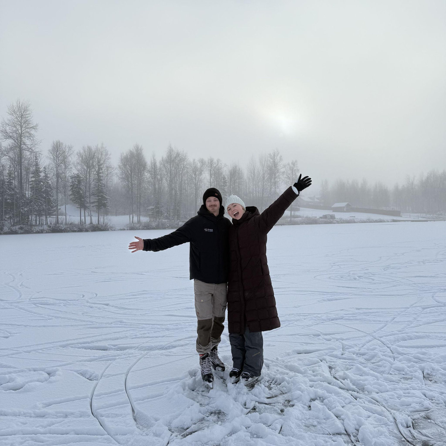 We took Nate's mom ice skating on a frozen lake in Alaska when she came up to visit!